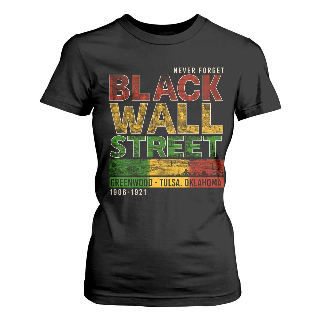 Never Forget Black Wall Street T Shirt For Women Greenwood Tulsa Oklahoma Black History