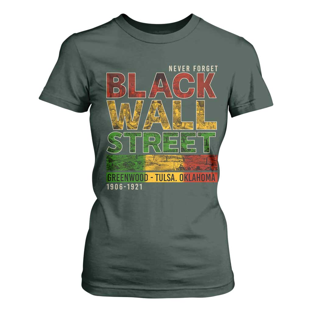 Never Forget Black Wall Street T Shirt For Women Greenwood Tulsa Oklahoma Black History
