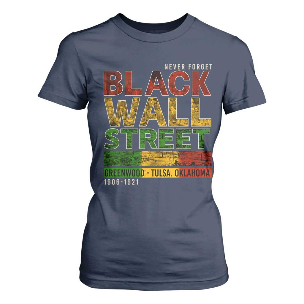 Never Forget Black Wall Street T Shirt For Women Greenwood Tulsa Oklahoma Black History