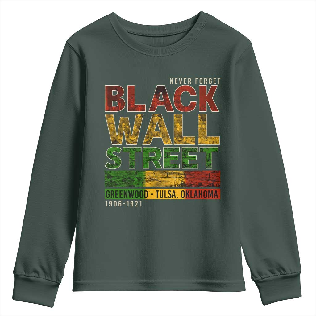 Never Forget Black Wall Street Youth Sweatshirt Greenwood Tulsa Oklahoma Black History