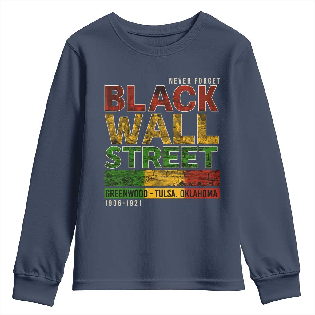 Never Forget Black Wall Street Youth Sweatshirt Greenwood Tulsa Oklahoma Black History