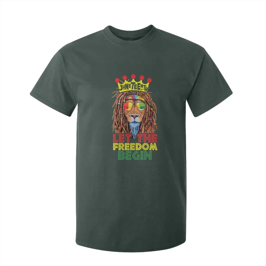 Juneteenth T Shirt For Kid Let The Freedom Begin Lion Rasta African American