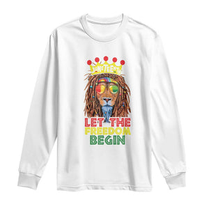 Juneteenth Long Sleeve Shirt Let The Freedom Begin Lion Rasta African American