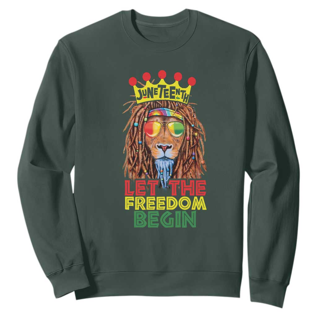 Juneteenth Sweatshirt Let The Freedom Begin Lion Rasta African American
