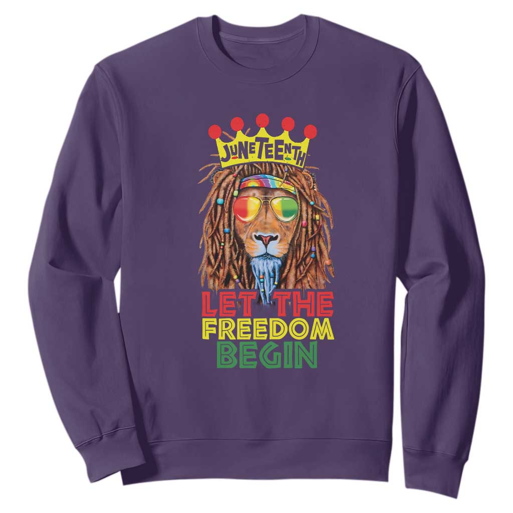 Juneteenth Sweatshirt Let The Freedom Begin Lion Rasta African American