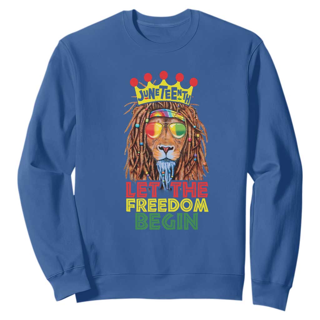 Juneteenth Sweatshirt Let The Freedom Begin Lion Rasta African American
