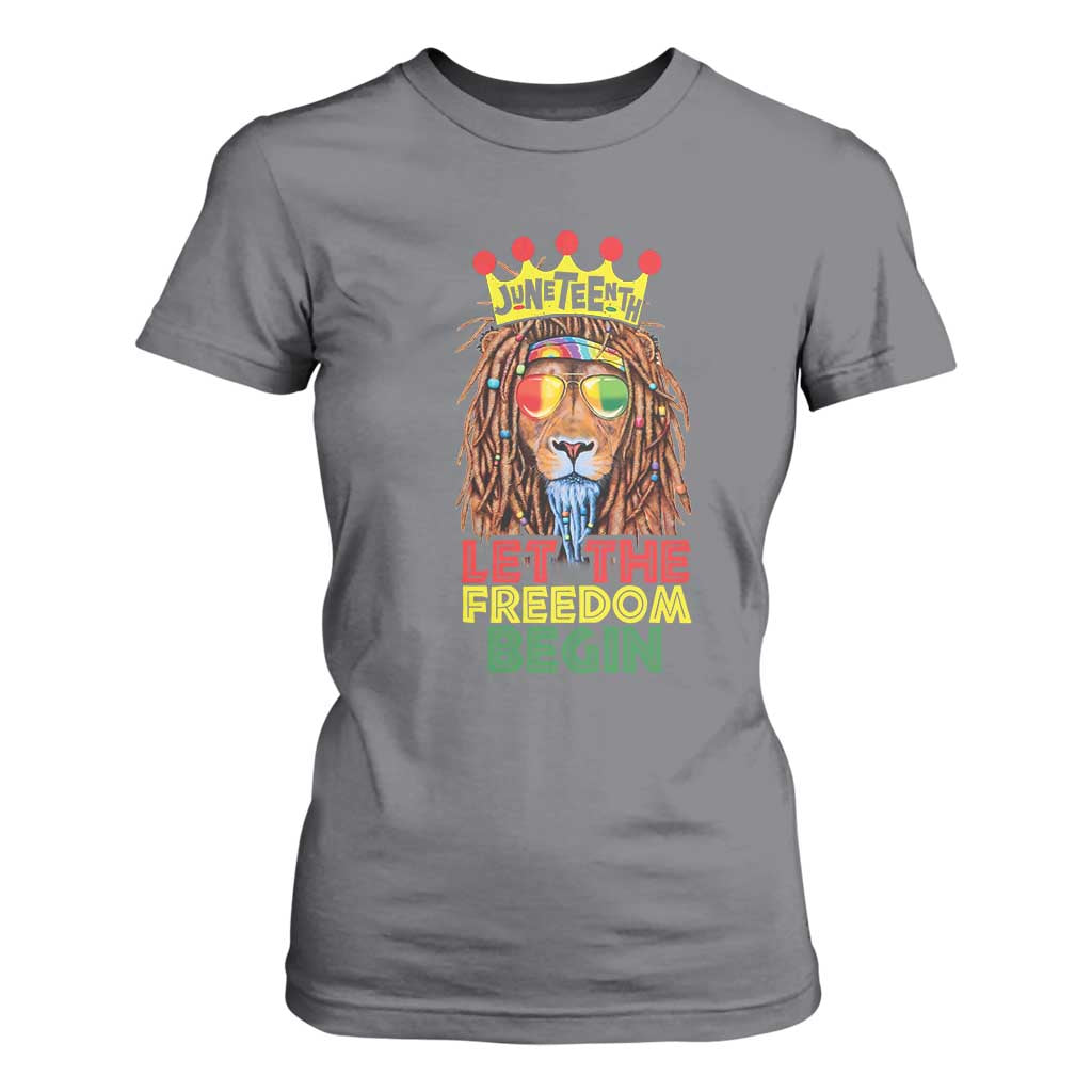 Juneteenth T Shirt For Women Let The Freedom Begin Lion Rasta African American
