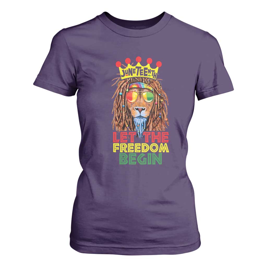 Juneteenth T Shirt For Women Let The Freedom Begin Lion Rasta African American