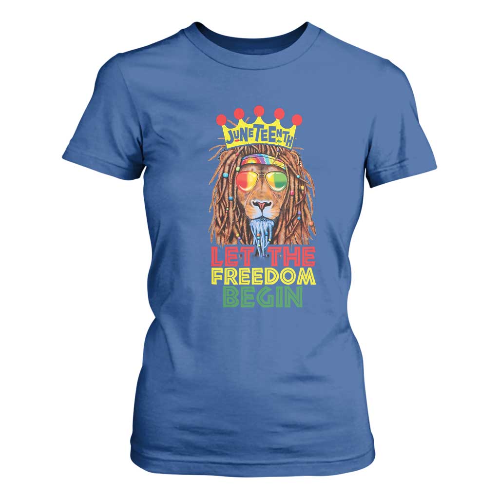 Juneteenth T Shirt For Women Let The Freedom Begin Lion Rasta African American