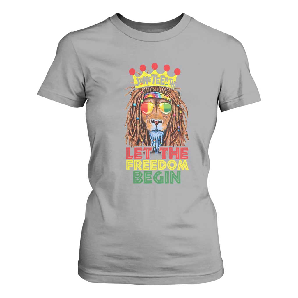 Juneteenth T Shirt For Women Let The Freedom Begin Lion Rasta African American