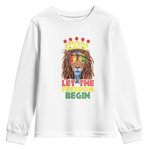 Juneteenth Youth Long Sleeve Shirt Let The Freedom Begin Lion Rasta African American