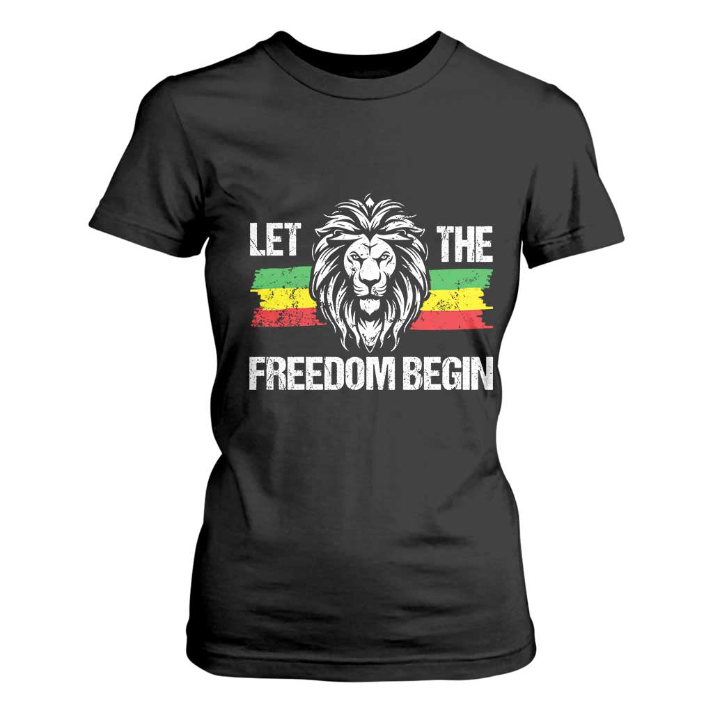 Juneteenth T Shirt For Women Let The Freedom Begin African American Lion Melanin Pride