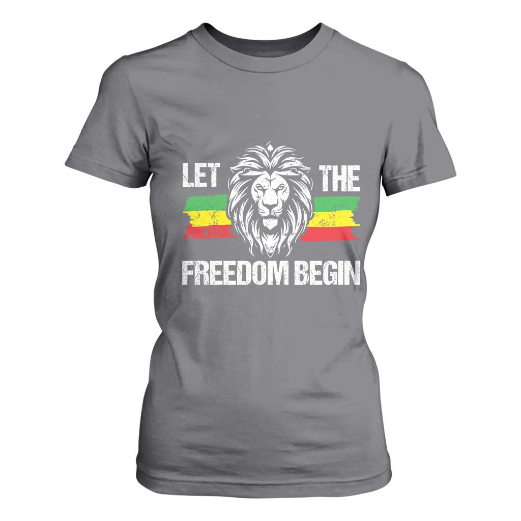 Juneteenth T Shirt For Women Let The Freedom Begin African American Lion Melanin Pride