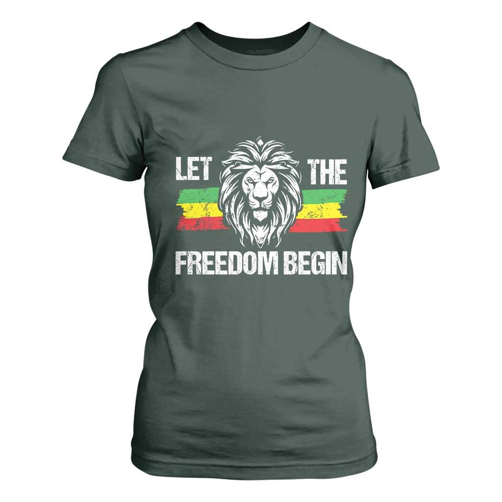 Juneteenth T Shirt For Women Let The Freedom Begin African American Lion Melanin Pride