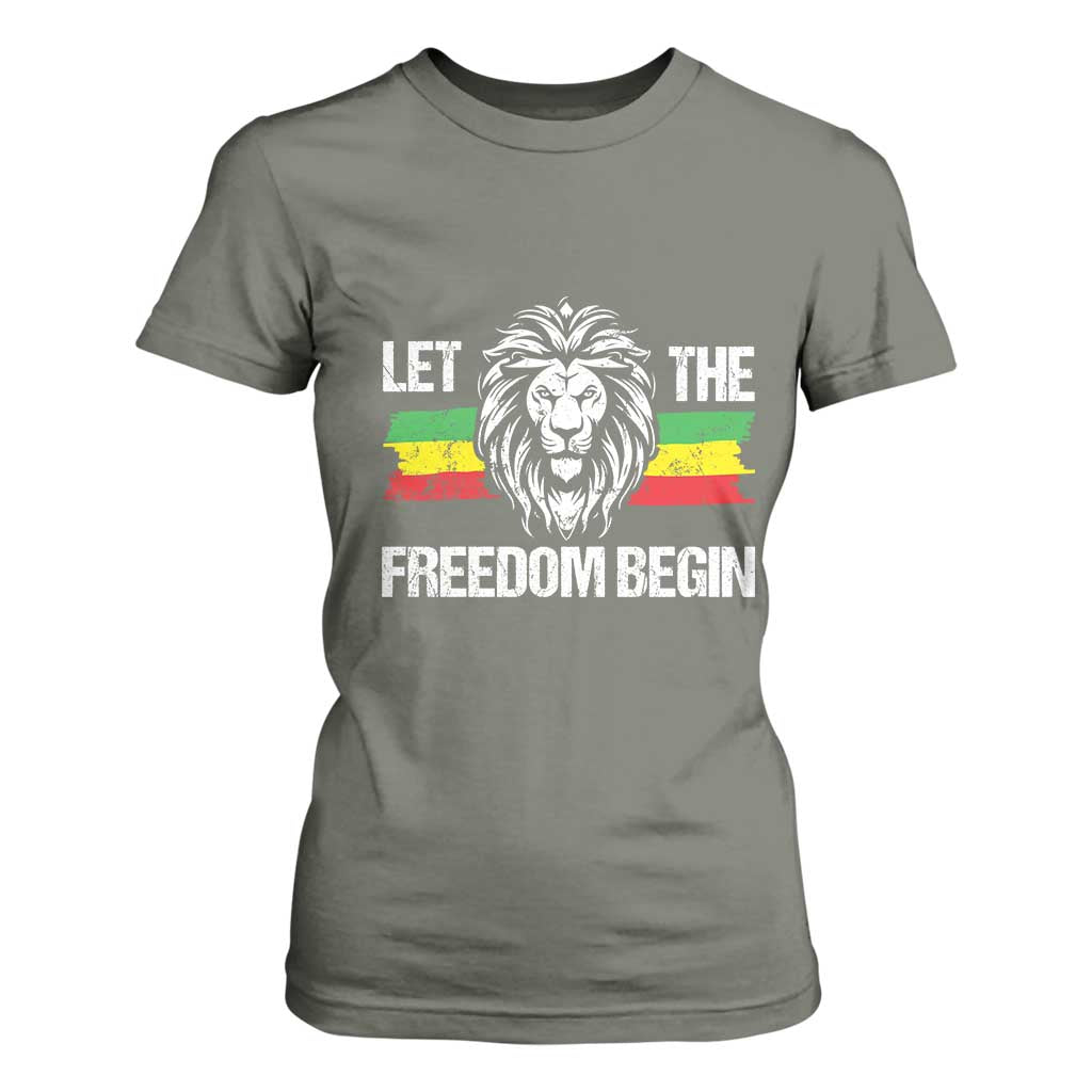 Juneteenth T Shirt For Women Let The Freedom Begin African American Lion Melanin Pride