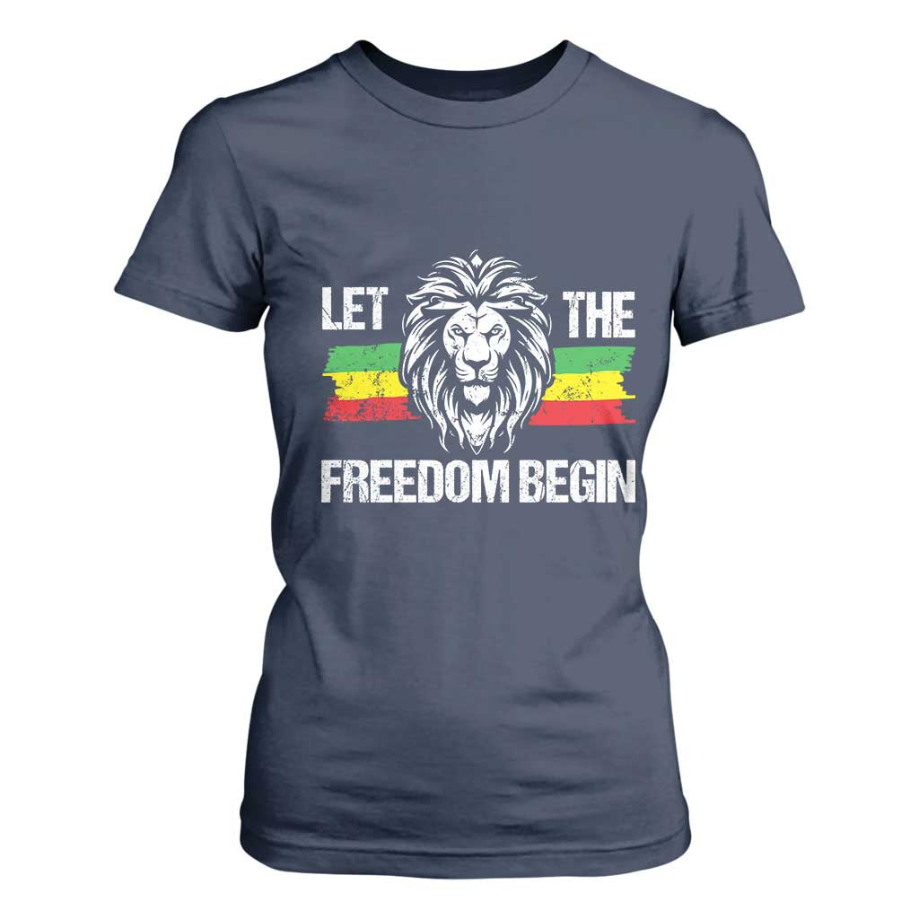 Juneteenth T Shirt For Women Let The Freedom Begin African American Lion Melanin Pride