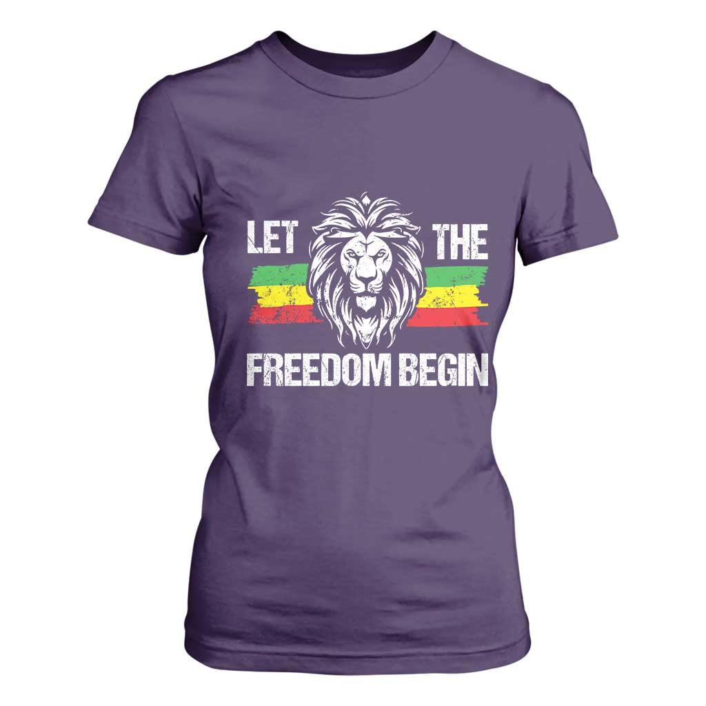 Juneteenth T Shirt For Women Let The Freedom Begin African American Lion Melanin Pride