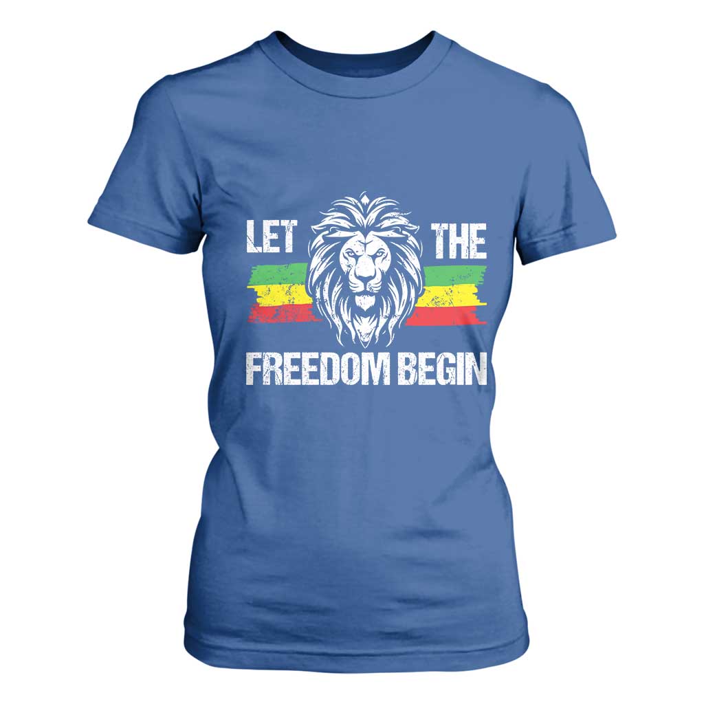 Juneteenth T Shirt For Women Let The Freedom Begin African American Lion Melanin Pride