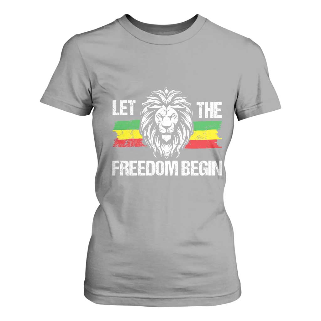 Juneteenth T Shirt For Women Let The Freedom Begin African American Lion Melanin Pride