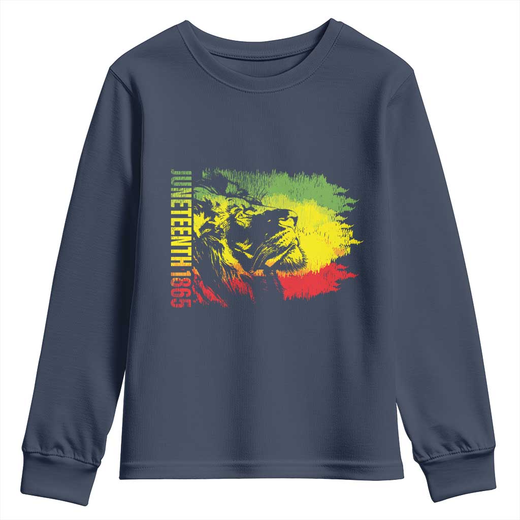 Juneteenth Youth Long Sleeve Shirt 1865 African American Lion King