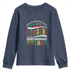 1865 Juneteenth Youth Long Sleeve Shirt Emancipation Day Black American Freedom Black Pride