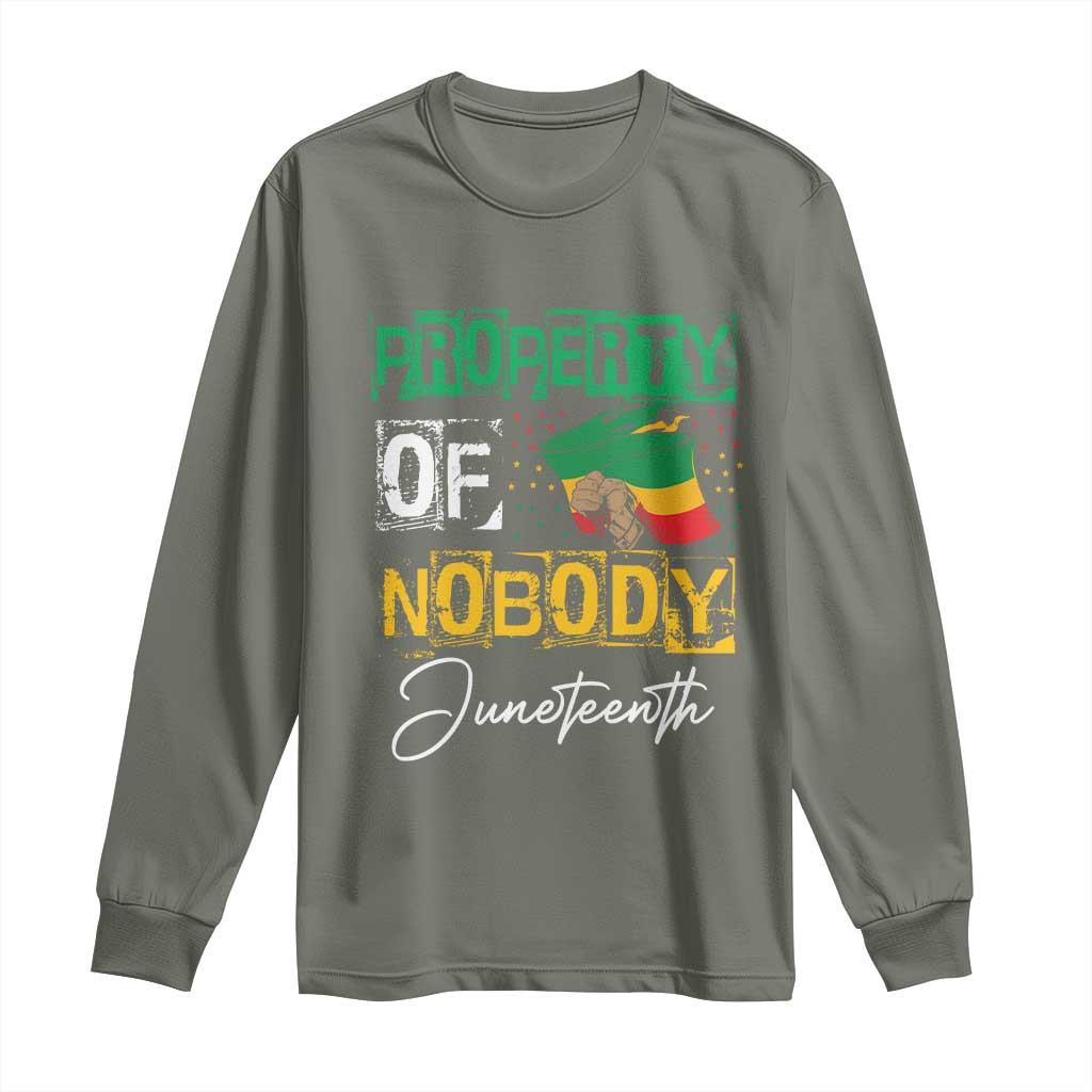 Juneteenth Long Sleeve Shirt Property Of Nobody Melanin Black Freedom