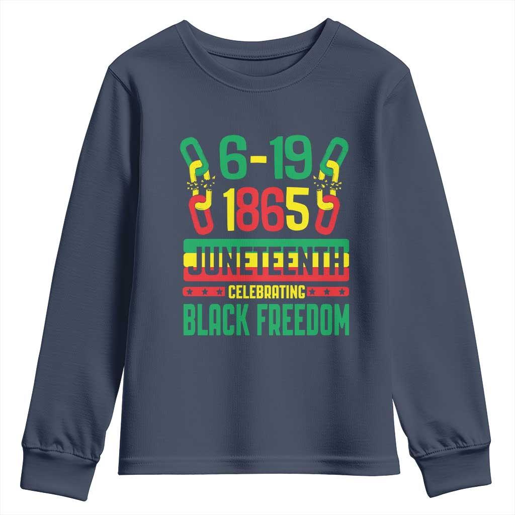 Juneteenth Youth Long Sleeve Shirt Celebrating Black Freedom 1865 African American