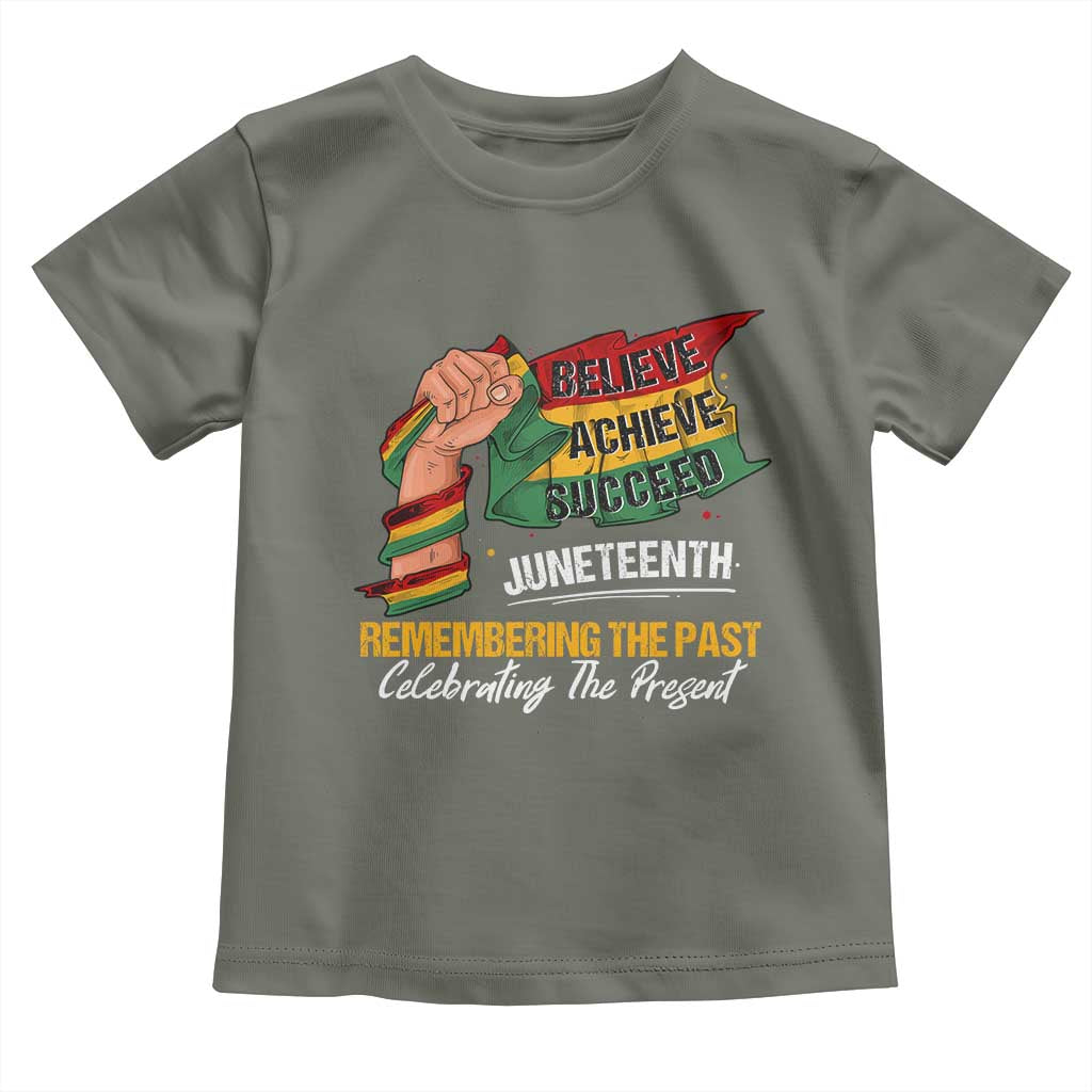 Juneteenth Baby Shirt Believe Achieve Succeed Remembering The Past Celebrationg The Present Black Pride