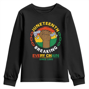 Juneteenth Youth Long Sleeve Shirt Breaking Every Chain Since 1865 Black Freedom