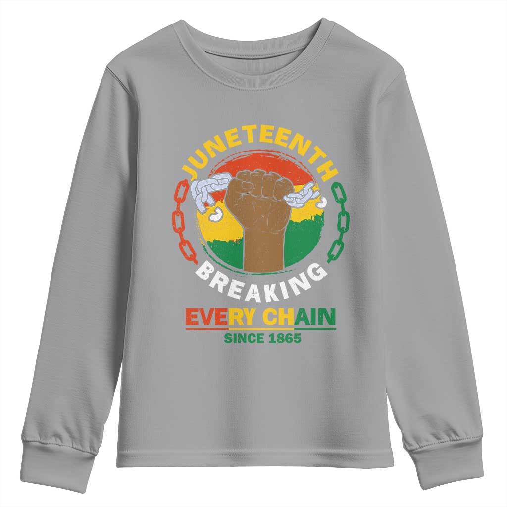 Juneteenth Youth Long Sleeve Shirt Breaking Every Chain Since 1865 Black Freedom