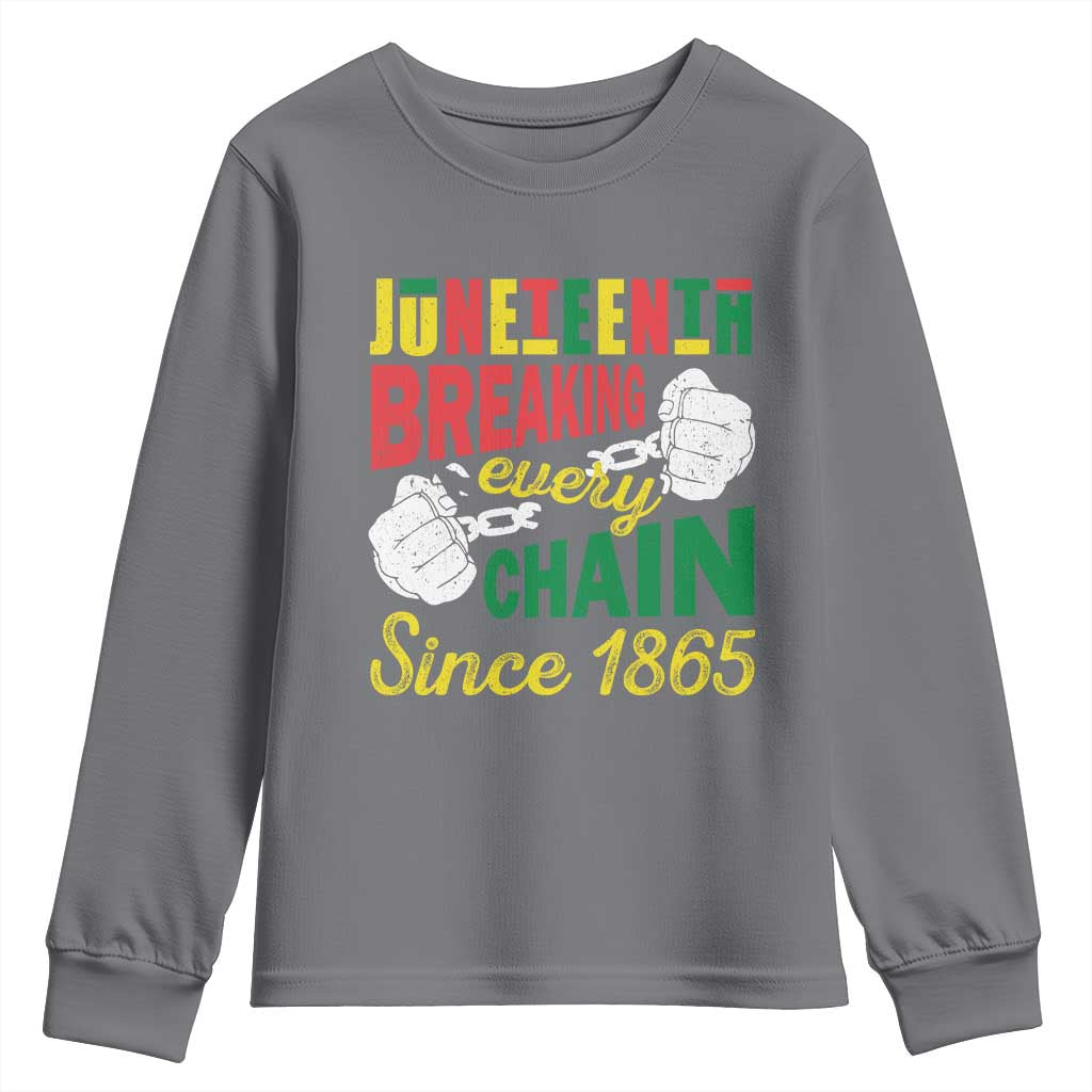 Juneteenth Youth Long Sleeve Shirt Breaking Every Chain Since 1865 Black Pride