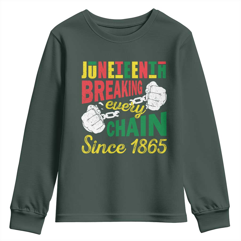 Juneteenth Youth Long Sleeve Shirt Breaking Every Chain Since 1865 Black Pride