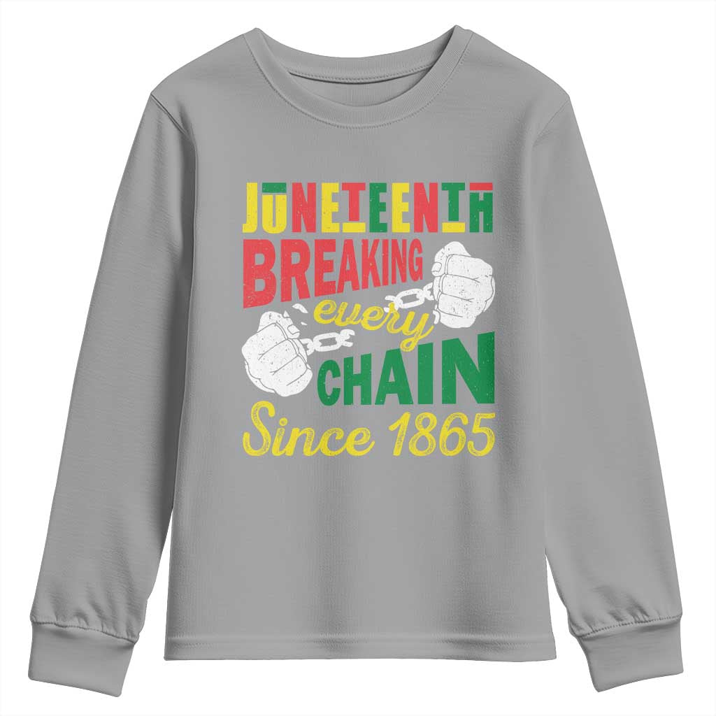 Juneteenth Youth Long Sleeve Shirt Breaking Every Chain Since 1865 Black Pride