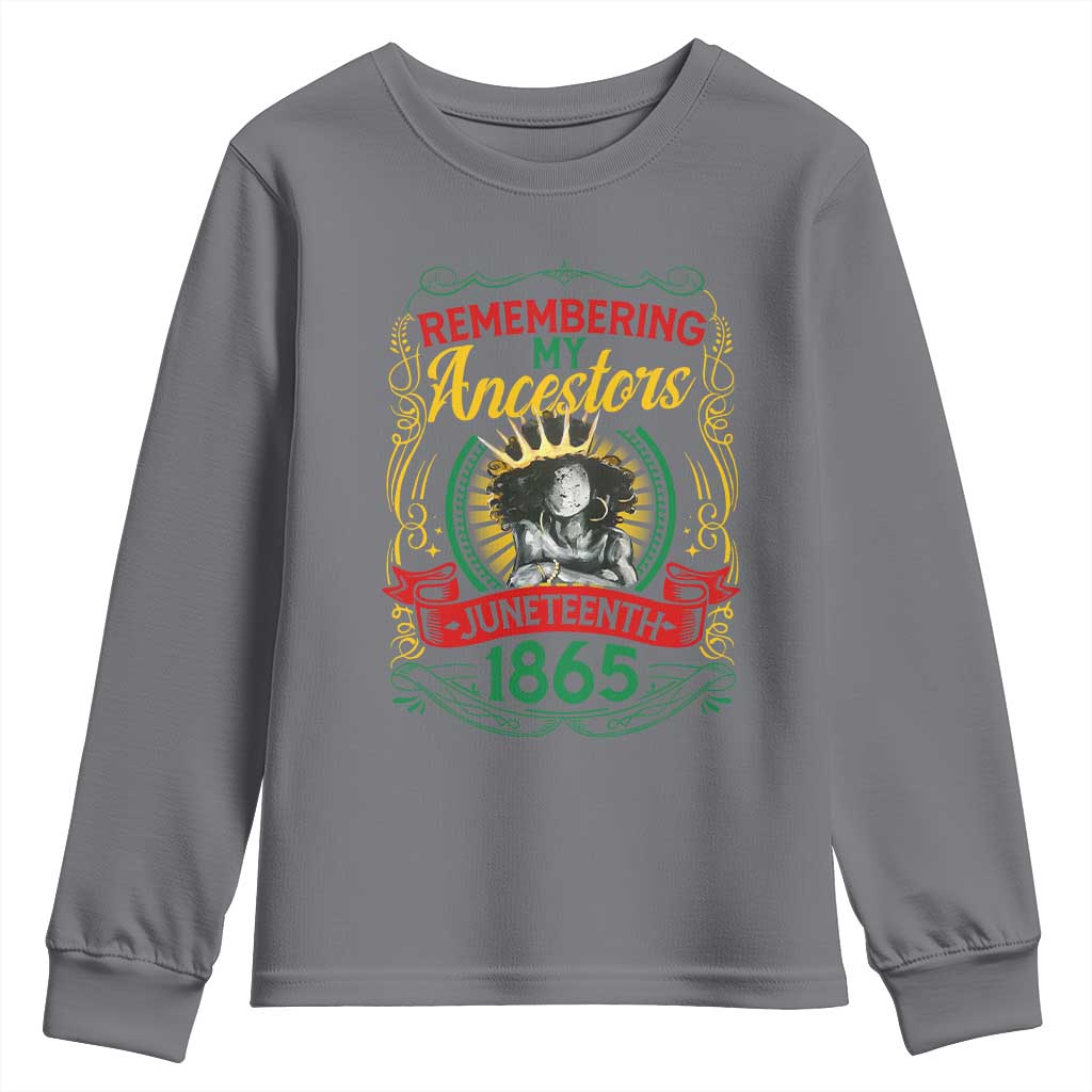 Juneteenth Youth Long Sleeve Shirt Remembering My Ancestors Melanin Black Women Pride