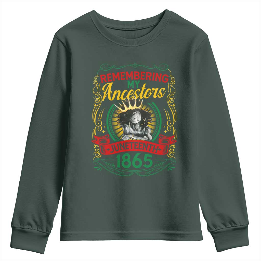 Juneteenth Youth Long Sleeve Shirt Remembering My Ancestors Melanin Black Women Pride
