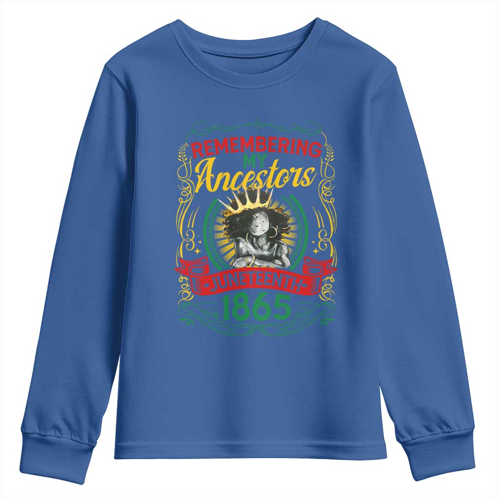 Juneteenth Youth Long Sleeve Shirt Remembering My Ancestors Melanin Black Women Pride