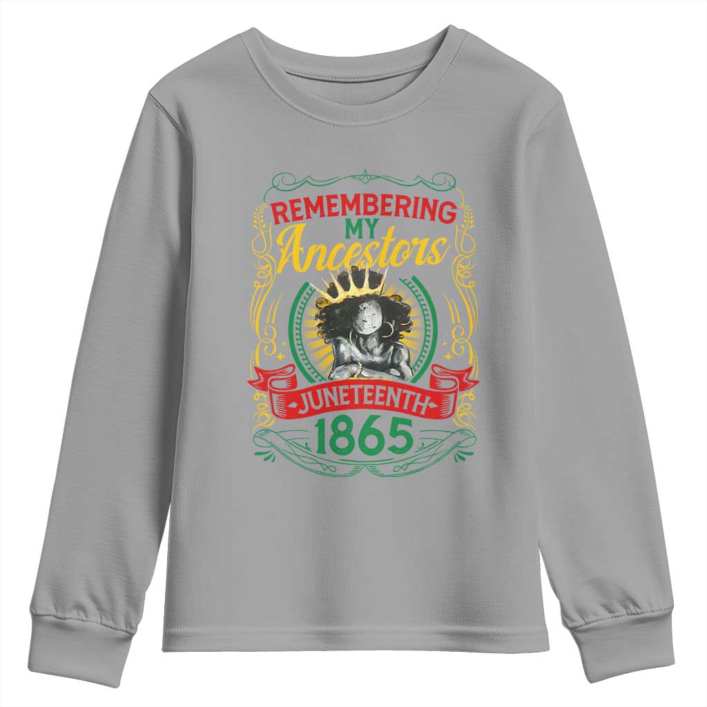 Juneteenth Youth Long Sleeve Shirt Remembering My Ancestors Melanin Black Women Pride