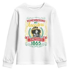 Juneteenth Youth Long Sleeve Shirt Remembering My Ancestors Melanin Black Women Pride