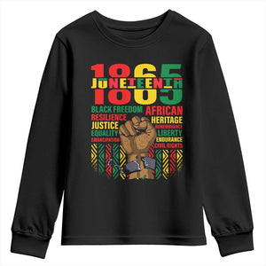 1865 Juneteenth Youth Long Sleeve Shirt Black Freedom African Resilience Remembrance