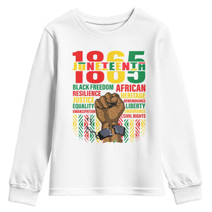 1865 Juneteenth Youth Long Sleeve Shirt Black Freedom African Resilience Remembrance