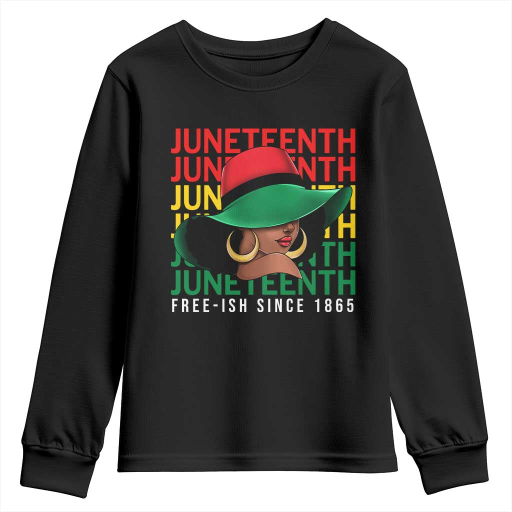 Juneteenth Youth Long Sleeve Shirt Freeish Since 1865 Melanin Black Women Pride