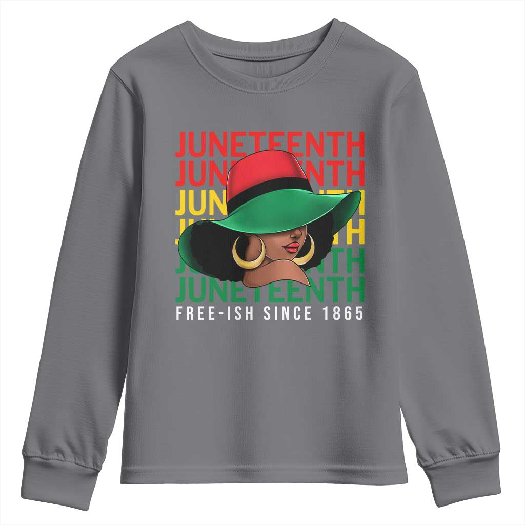 Juneteenth Youth Long Sleeve Shirt Freeish Since 1865 Melanin Black Women Pride