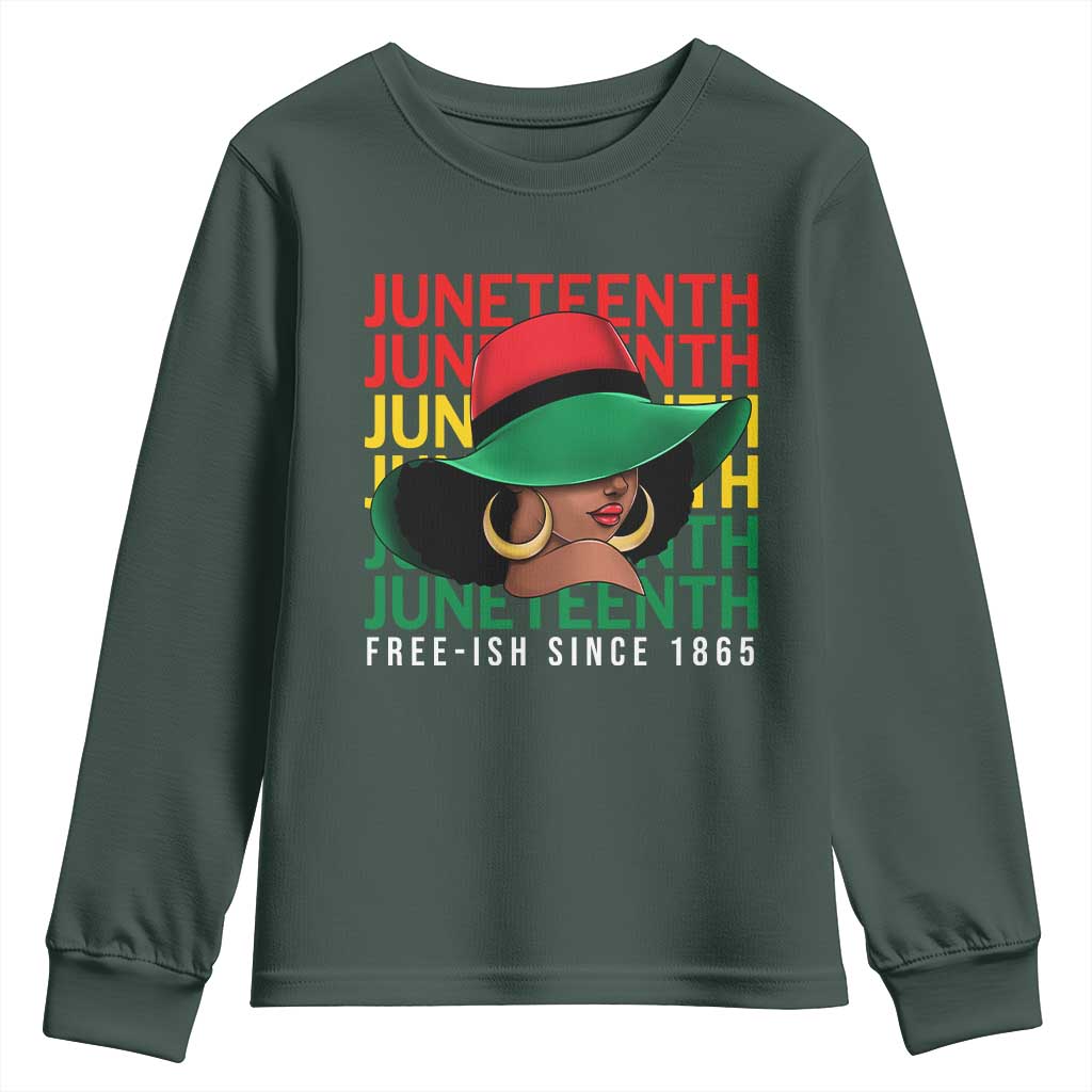 Juneteenth Youth Long Sleeve Shirt Freeish Since 1865 Melanin Black Women Pride