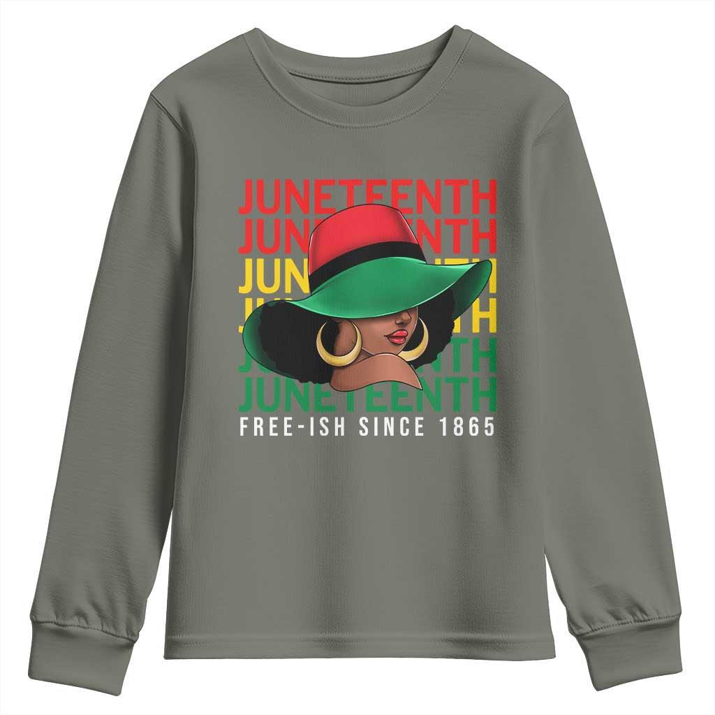 Juneteenth Youth Long Sleeve Shirt Freeish Since 1865 Melanin Black Women Pride