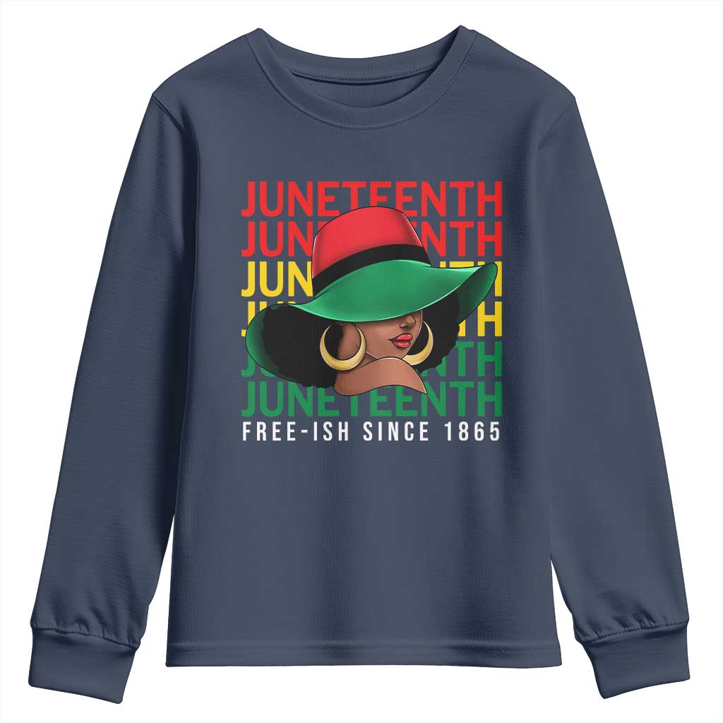 Juneteenth Youth Long Sleeve Shirt Freeish Since 1865 Melanin Black Women Pride