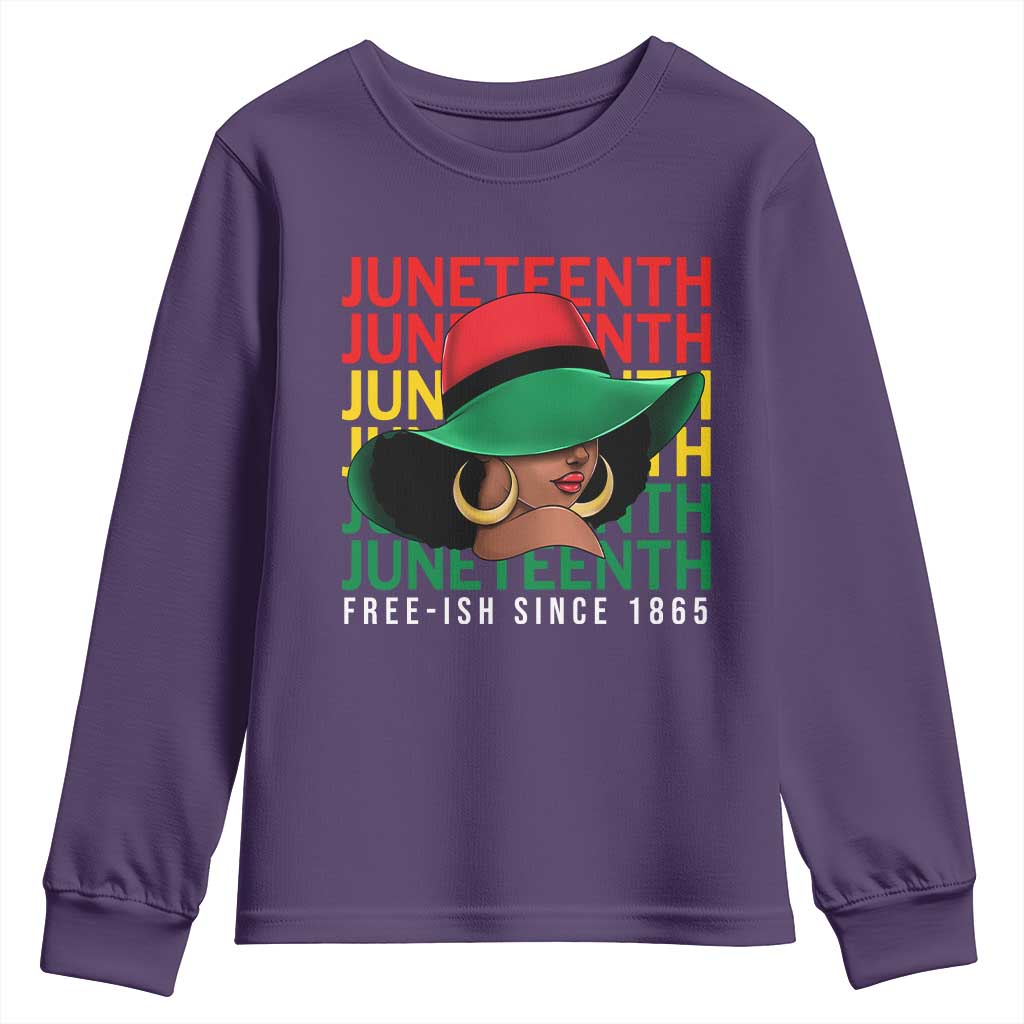 Juneteenth Youth Long Sleeve Shirt Freeish Since 1865 Melanin Black Women Pride