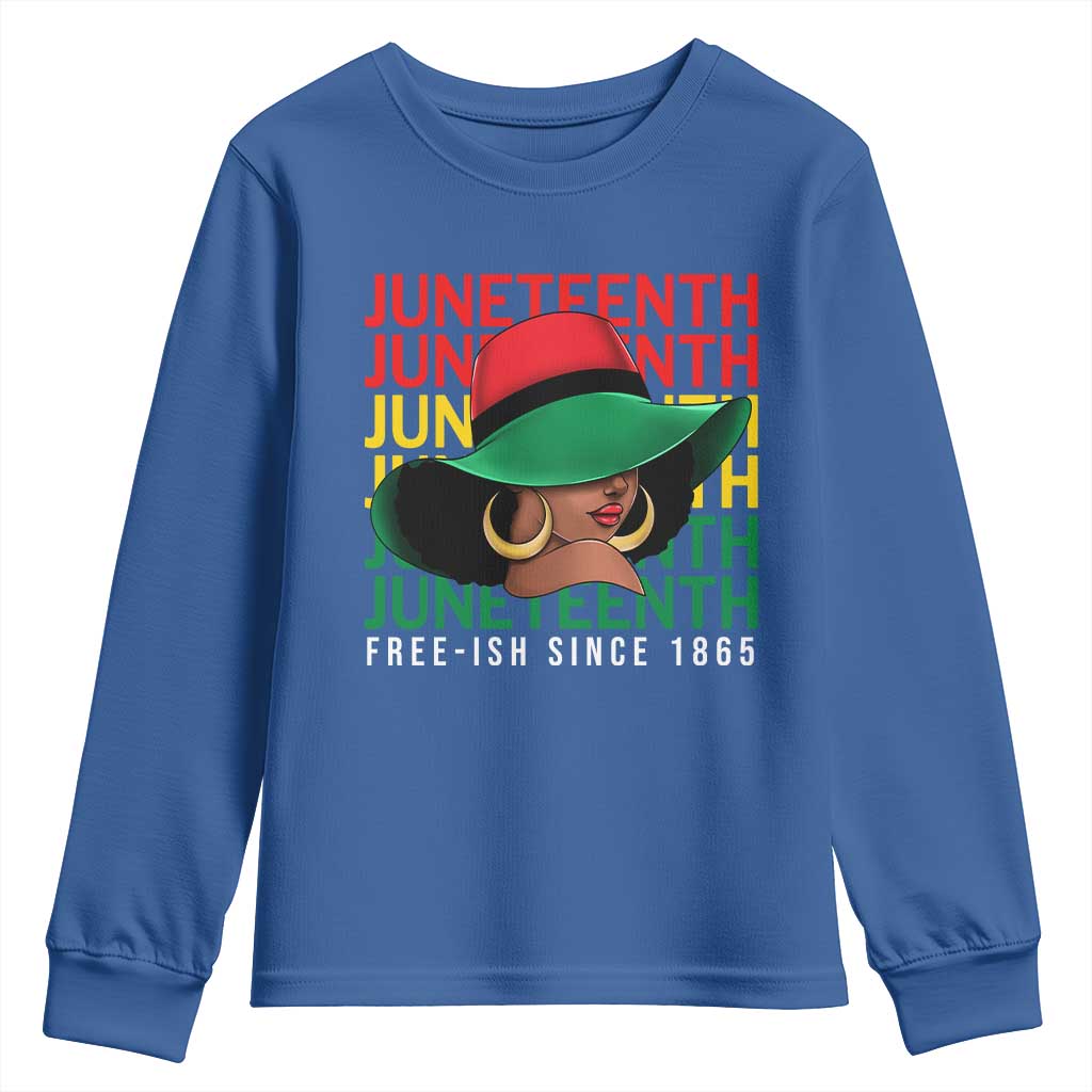 Juneteenth Youth Long Sleeve Shirt Freeish Since 1865 Melanin Black Women Pride