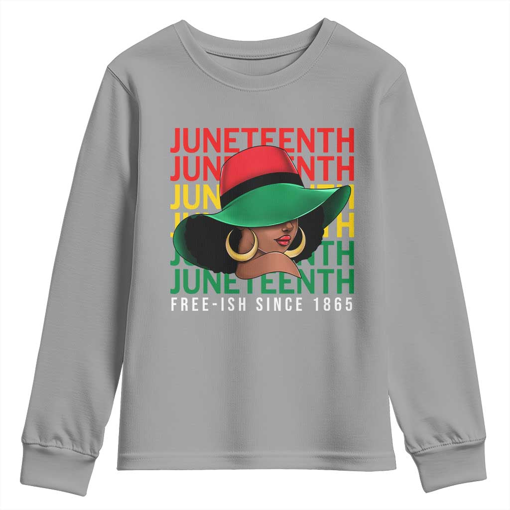 Juneteenth Youth Long Sleeve Shirt Freeish Since 1865 Melanin Black Women Pride