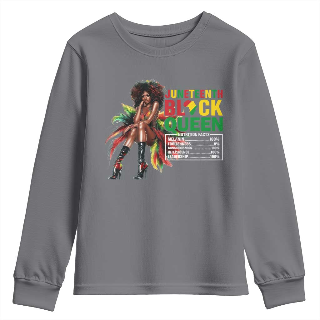Juneteenth Youth Long Sleeve Shirt Black Queen Nutritional Facts African American