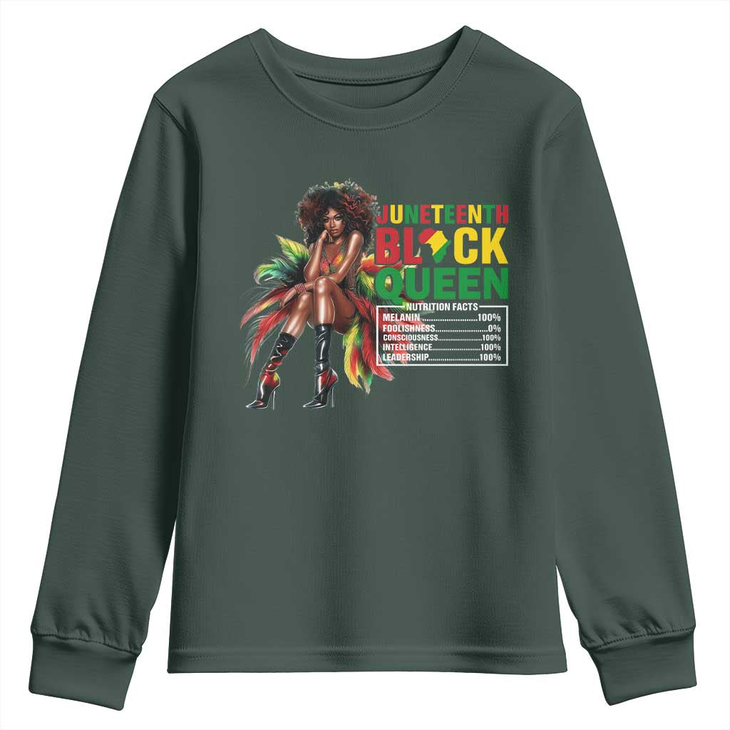 Juneteenth Youth Long Sleeve Shirt Black Queen Nutritional Facts African American